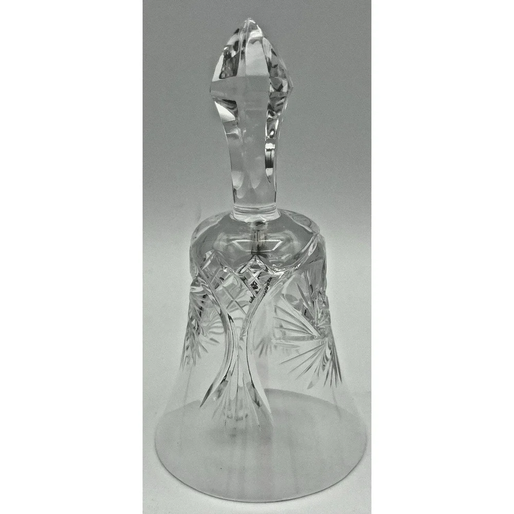 Bell Cut Clear Crystal Bell Pinwheel Star Pattern Decor 5
